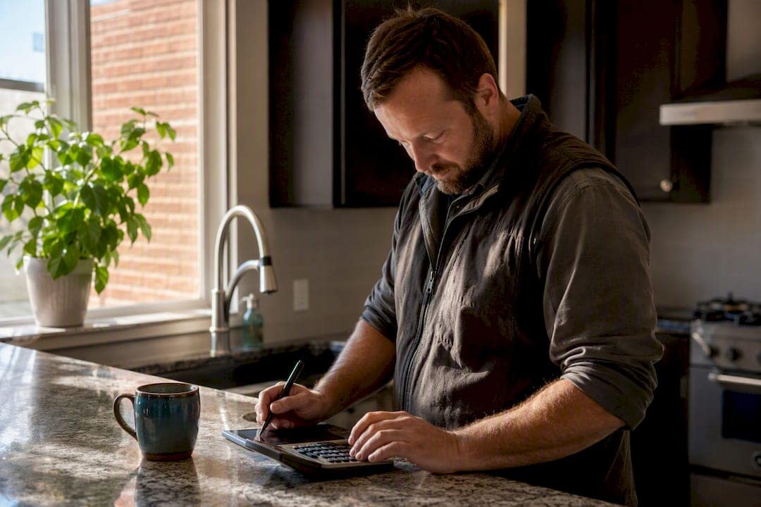 Contractor calculating Google Ads cost per lead