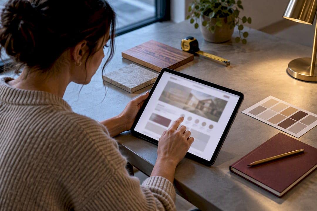 Designer reviewing contractor landing page layout