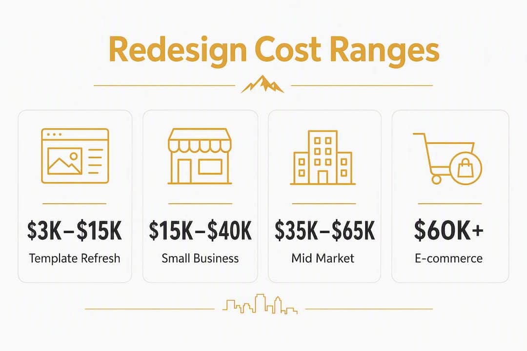 Infographic showing website redesign cost ranges