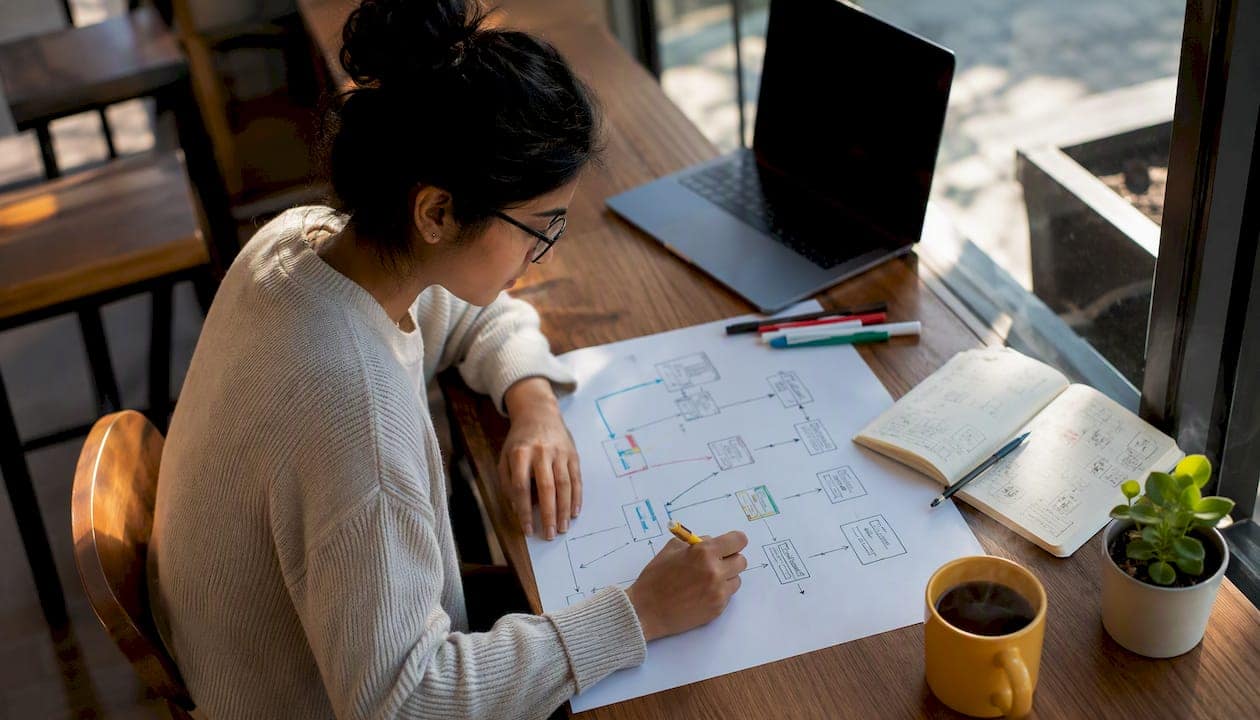 Woman mapping SEO website structure