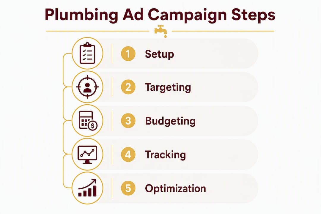 Infographic showing plumbing ad campaign steps