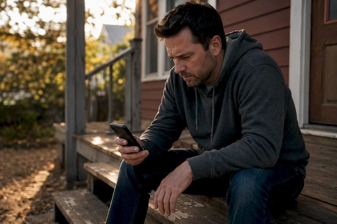 User frustrated holding smartphone with dark screen