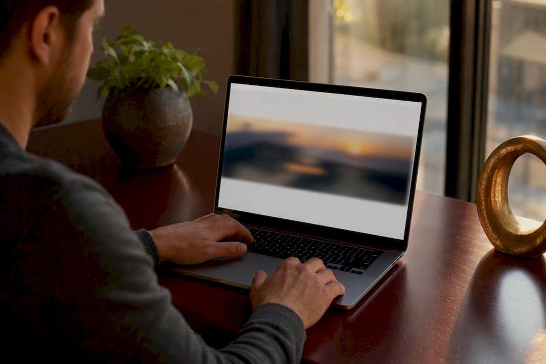 Loading large website banner on laptop screen
