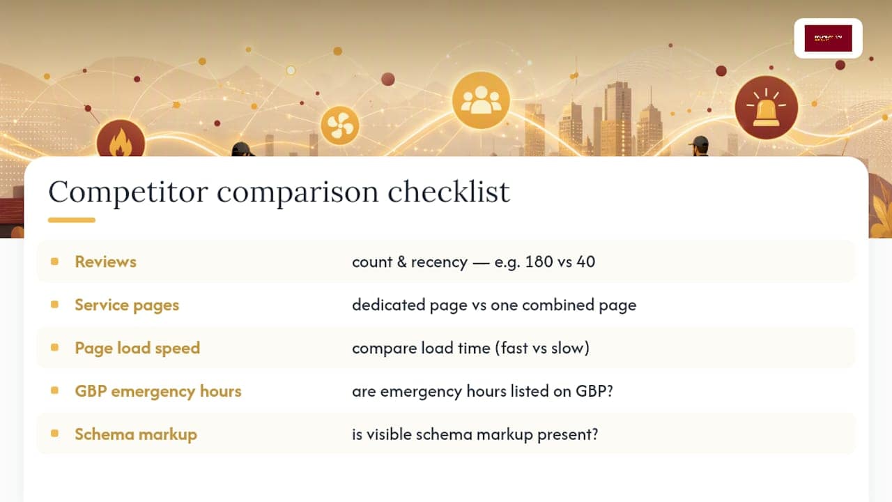 Diagram comparing HVAC competitor SEO metrics