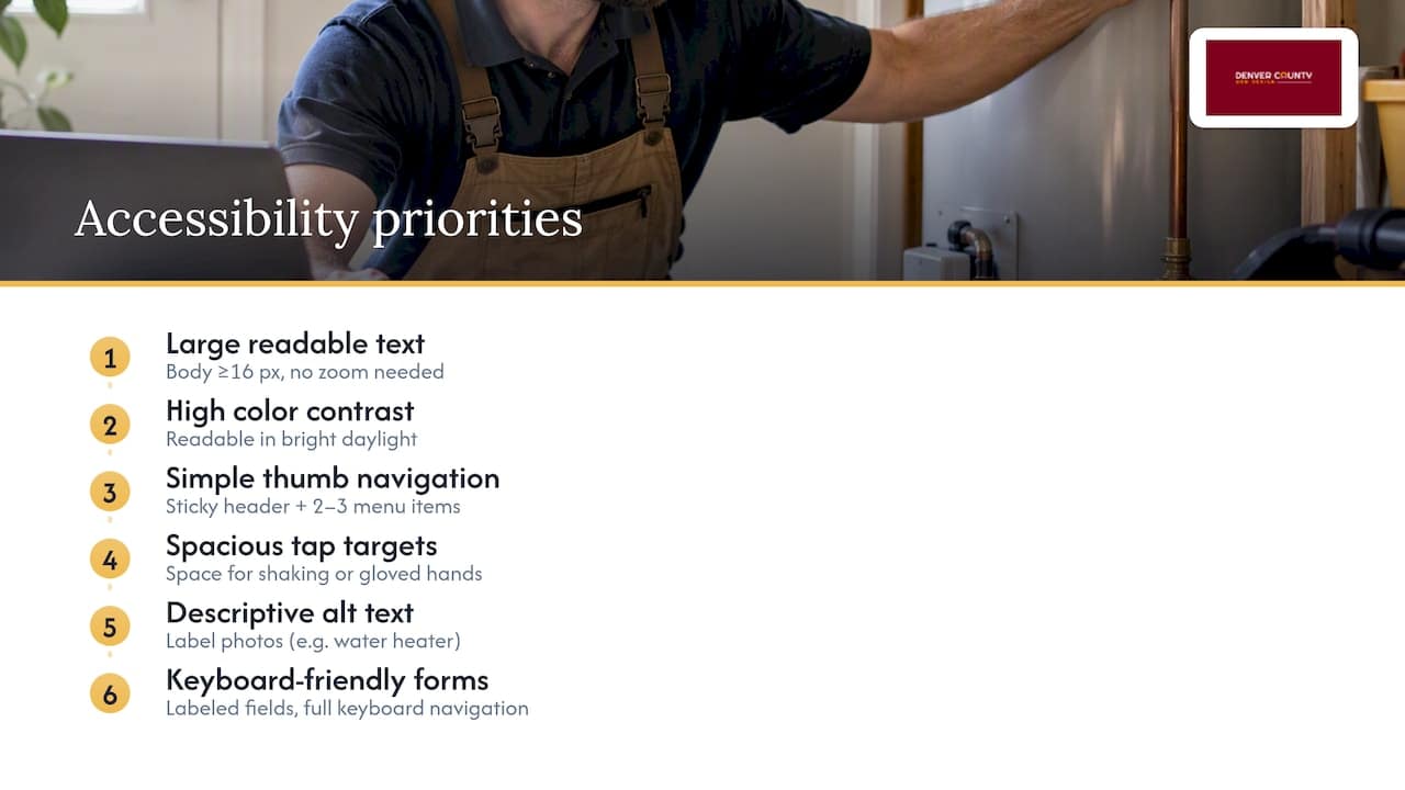 Six plumbing website accessibility priorities